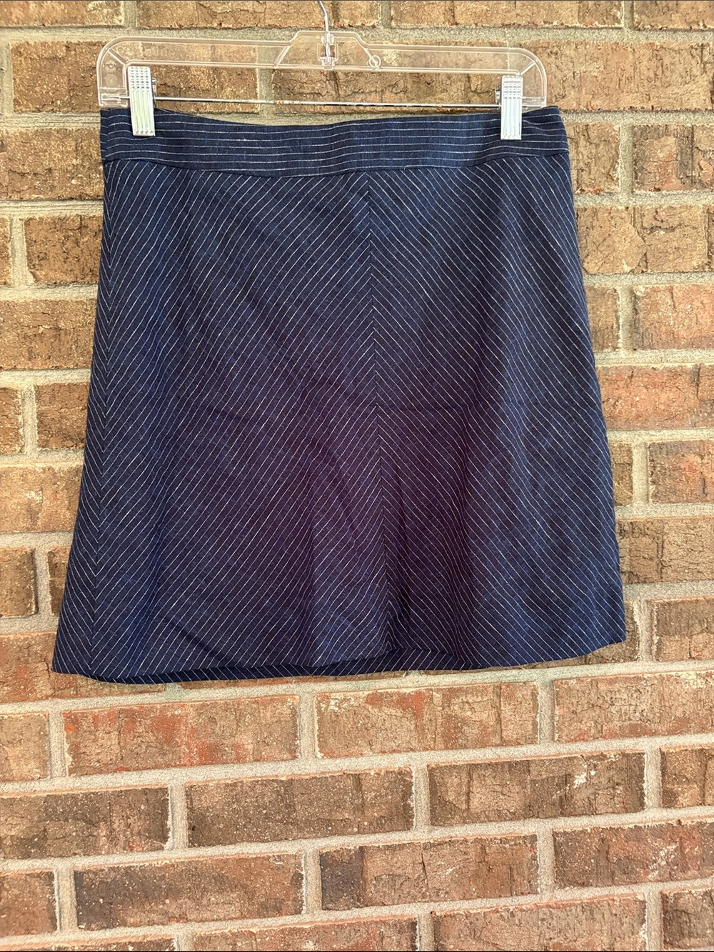 Donna Karan Navy and White Pinstripe A-Line Skirt
